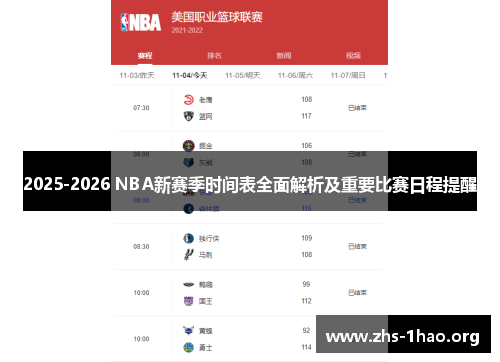 2025-2026 NBA新赛季时间表全面解析及重要比赛日程提醒 2025-2026 NBA新赛季时间表全面解析及重要比赛日程提醒