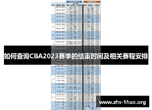 如何查询CBA2023赛季的结束时间及相关赛程安排 如何查询CBA2023赛季的结束时间及相关赛程安排